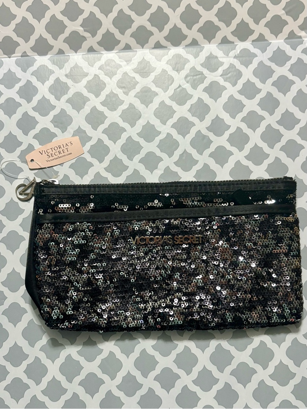 Victoria's Secret Black Sequin Cosmetic Pouch